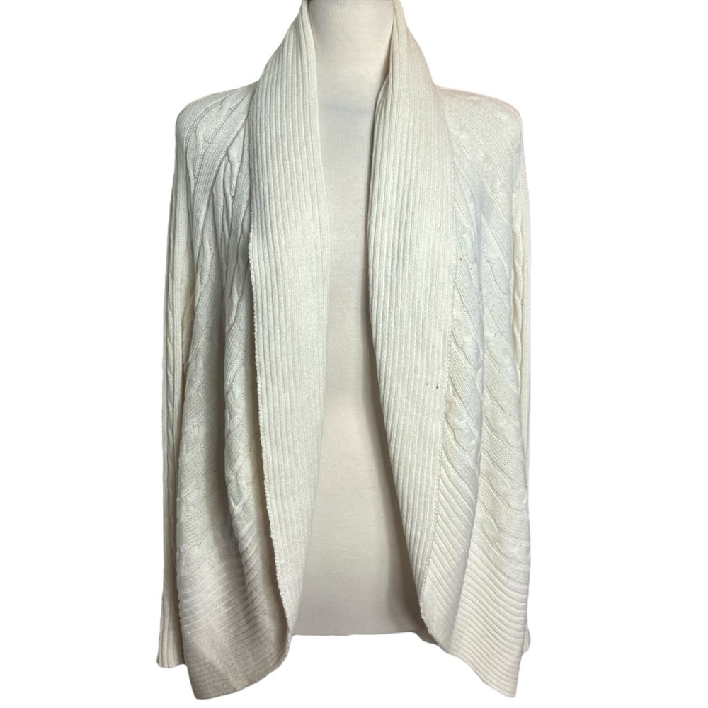 Chaps Cream Cable Knit Open Front Cardigan Classic Preppy Women's XL